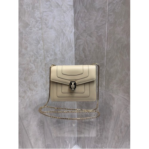 Borsa a tracolla piccola Bvlgari Serpenti Forever in pelle 290544 crema