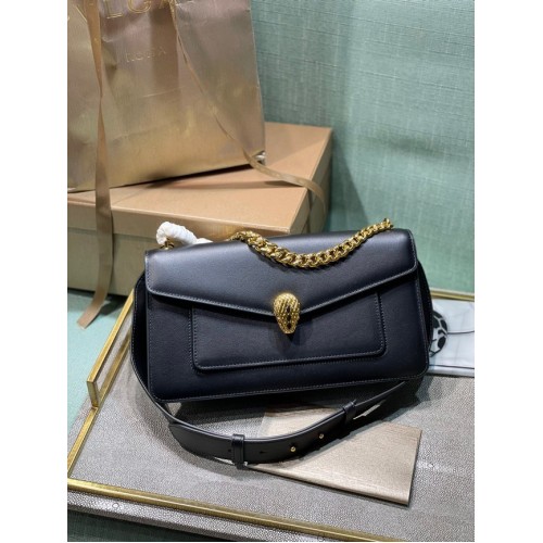 Borsa a tracolla piccola Bvlgari Serpenti Forever in pelle 292833 nera