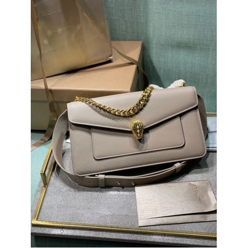 Borsa a tracolla piccola Bvlgari Serpenti Forever in pelle 292833 grigia