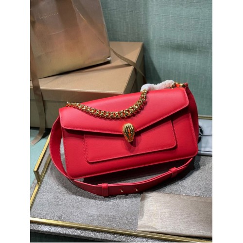 Bvlgari Serpenti Forever piccola borsa a tracolla in pelle 292833 rossa