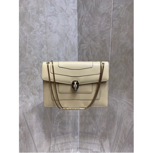 Borsa a tracolla piccola Bvlgari Serpenti Forever in pelle 35106 crema