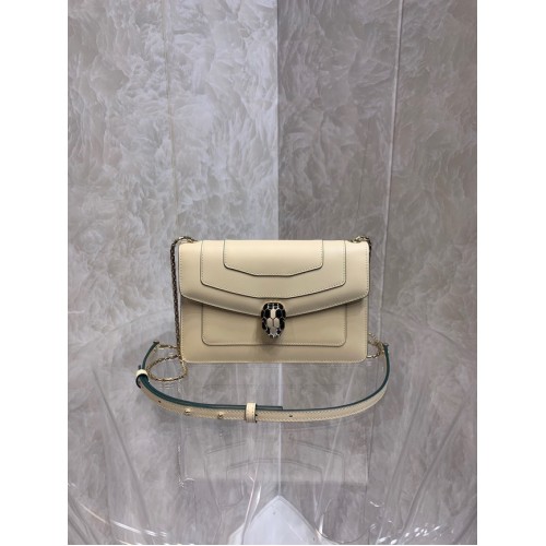 Borsa a tracolla piccola Bvlgari Serpenti Forever in pelle 65106 crema