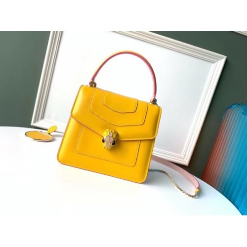 Borsa a tracolla piccola Bvlgari Serpenti Forever in pelle 70736 gialla
