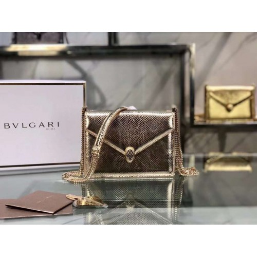 Borsa a tracolla piccola Bvlgari Serpenti Forever in pelle B210544 oro chiaro