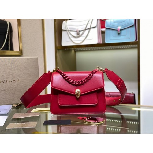 Borsa a tracolla piccola Bvlgari Serpenti Forever in pelle B210875 rossa