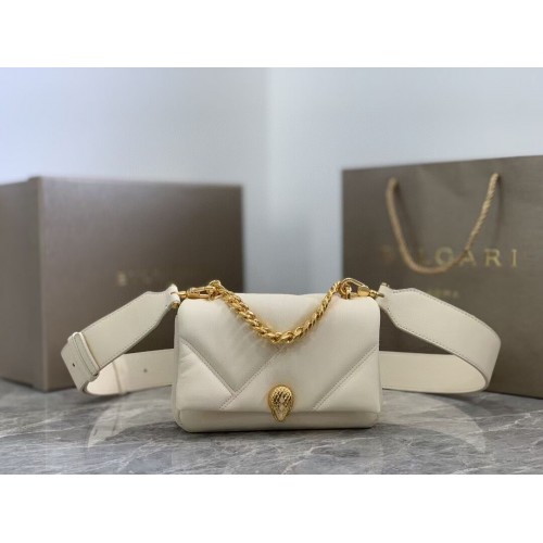 Borsa a tracolla piccola Bvlgari Serpenti Forever in pelle B219068 crema
