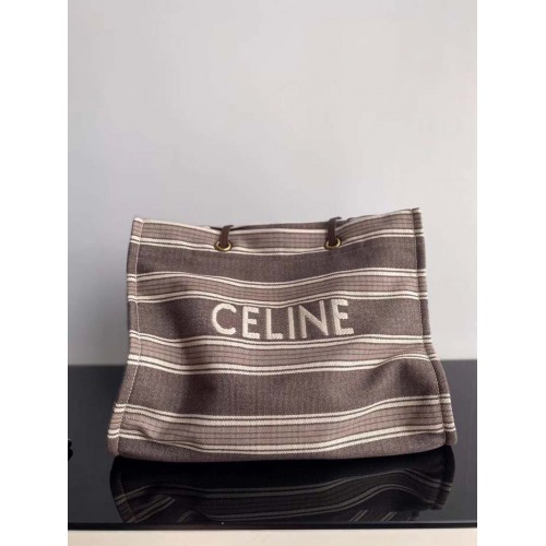 Borsa shopping in tela CELINE 2063 grigia