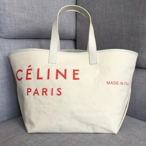 CELINE MEDIUM MADE IN TOTE IN TESSUTO 83180 BIANCO ROSSO