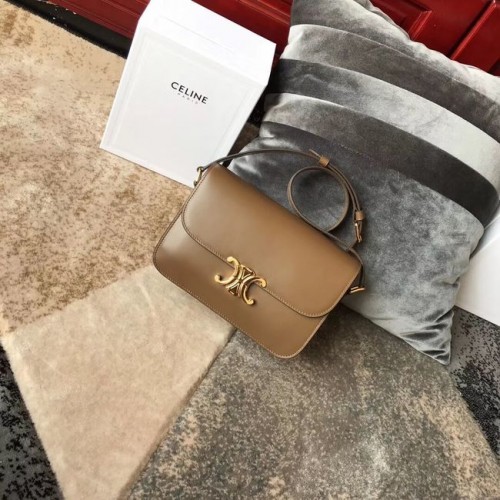 BORSA CELINE TRIOMPHE MEDIA IN VITELLO LUCIDO CL87363 Cammello