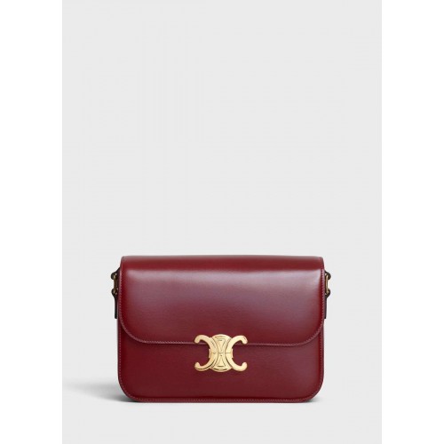 BORSA CELINE TRIOMPHE MEDIA IN VITELLO LUCIDO CL87363 BORDEAUX CHIARO