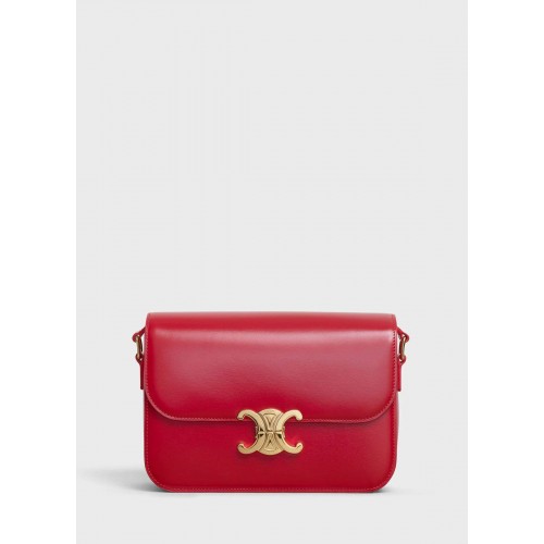 BORSA CELINE TRIOMPHE MEDIA IN VITELLO LUCIDO CL87363 ROSSO
