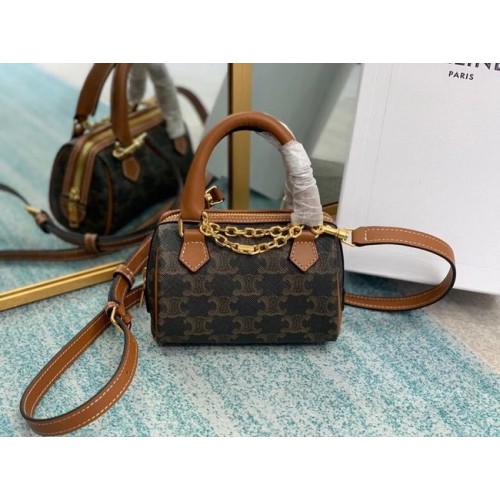 BORSA CELINE MINI TAMBOUR IN CANVAS TRIOMPHE 2090 marrone