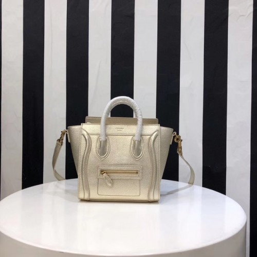 BORSA DA VIAGGIO CELINE NANO IN PELLE DI AGNELLO LAMINATA 189244-25 oro