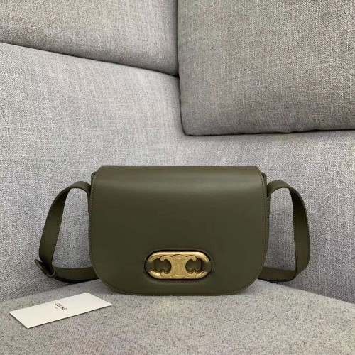 Borsa in pelle originale CELINE CL93123 marrone verde nerastro