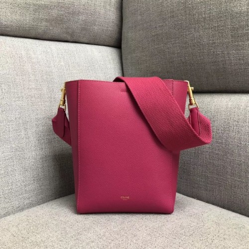 BORSA CELINE SANGLE PICCOLA A SECCHIELLO IN MORBIDA VITELLO GRANATO 189303 ROSA