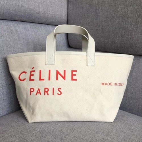 CELINE PICCOLA MADE IN TOTE IN TESSUTO 83181 BIANCO ROSSO