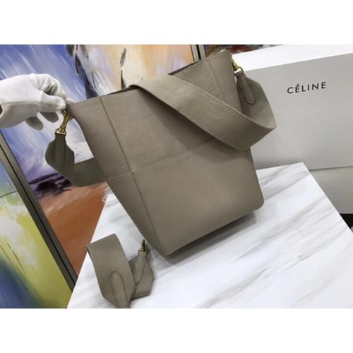 Borsa CELINE Sangle Seau in Pelle di Vitello C3369 Albicocca