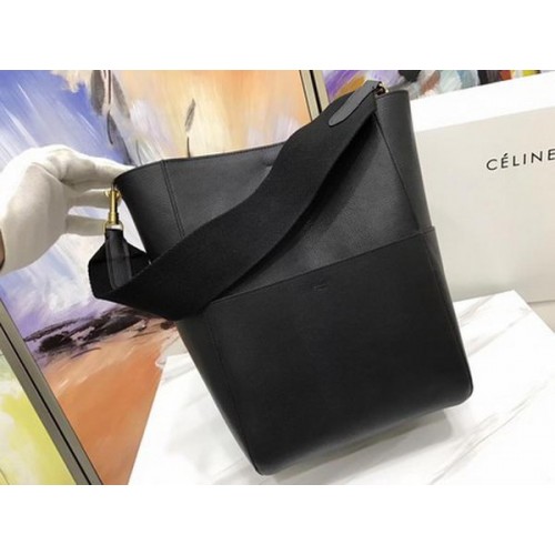 Borsa CELINE Sangle Seau in Pelle di Vitello C3369 Nera