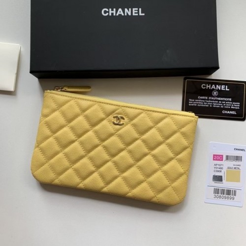 CHANEL 19 Caviar Original Borsa da viaggio in pelle AP1060 gialla