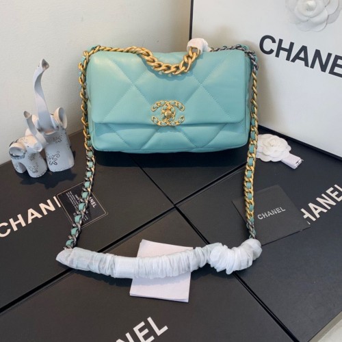 Borsa CHANEL 19 con patta AS1160 AS1161 AS1162 Cielo blu
