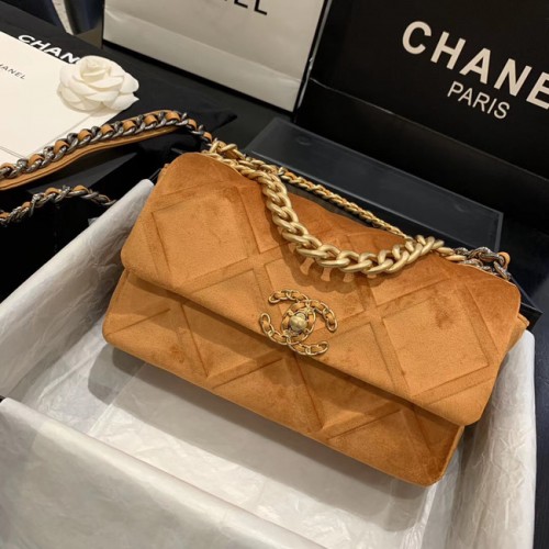 Borsa con patta CHANEL 19 AS1160 Cammello