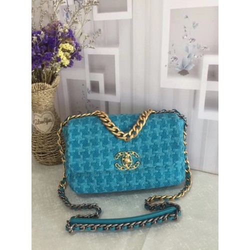 Borsa con patta CHANEL 19 AS1160 blu