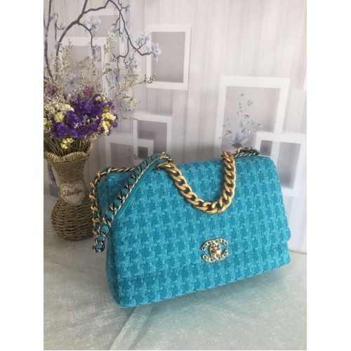 Borsa con patta CHANEL 19 AS1162 blu