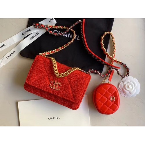 Borsa con patta CHANEL 19 WOC 33817 rossa