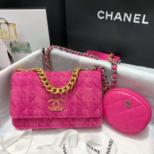 Borsa CHANEL 19 con patta WOC 33817 rosa