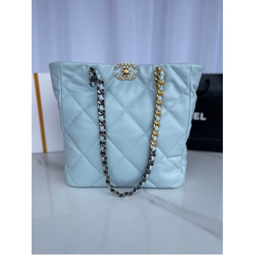 BORSA SHOPPING CHANEL 19 AS3519 celeste
