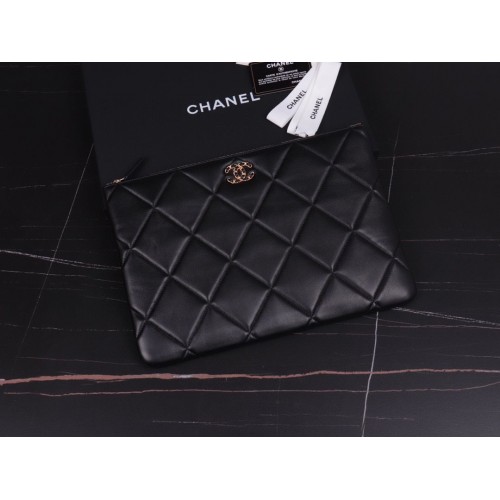 CHANEL 19 Borsa a mano originale in pelle di montone AP0952 Nera