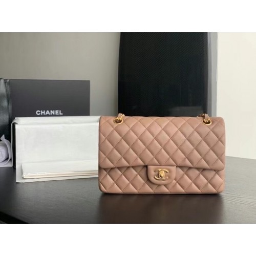 Borsa classica CHANEL pelle di agnello tortora 01112 metallo tono oro