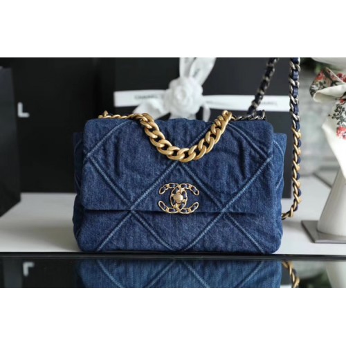 Borsa con patta CHANEL Denim 19 AS1160 AS1161 AS1162 blu