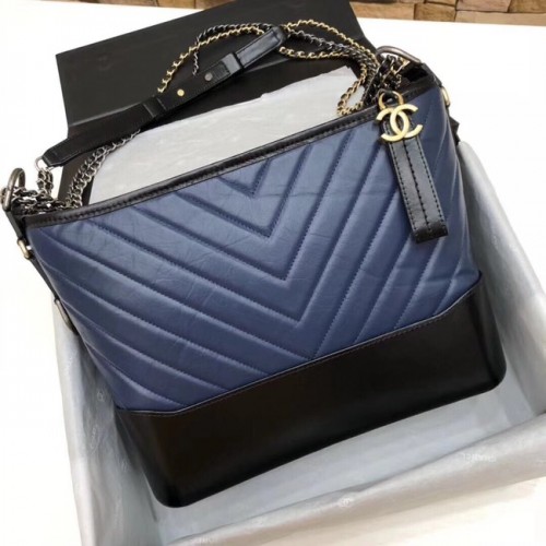 CHANEL GABRIELLE Borsa hobo originale in pelle A93842 blu&nera