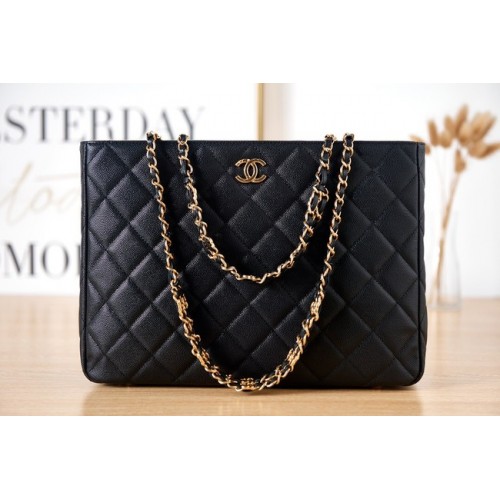 BORSA SHOPPING AS3583 in pelle di vitello martellata CHANEL in metallo dorato