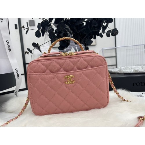 BORSA A MANO CHANEL Pelle di vitello granulata&metallo effetto dorato AP3222 rosa