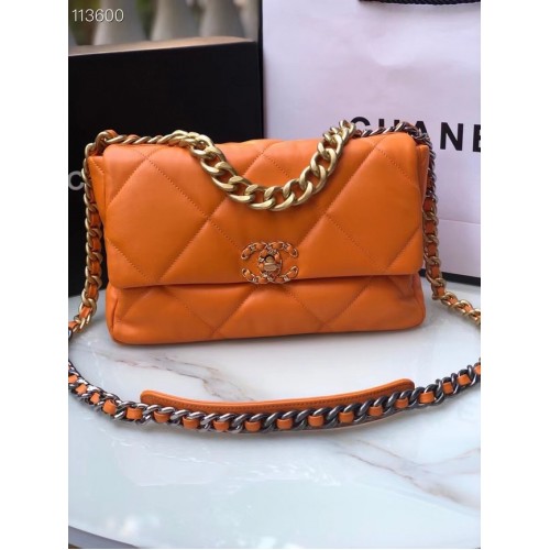 Borsa CHANEL in pelle di agnello 19 con patta AS1161 arancione
