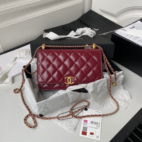 Borsa a tracolla con patta in pelle di agnello CHANEL AP2289 rosso
