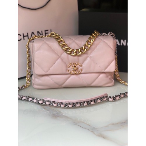 CHANEL Original Lambskin 19 Flap Bag AS1160 AS1161 rosa chiaro