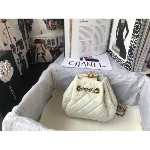 CHANEL Borsa Corda in Pelle Originale AS1802 Bianco