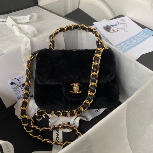 BORSA CHANEL PICCOLA CON PATTA Metallo dorato AS3498 nera