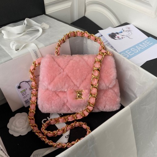 BORSA CHANEL PICCOLA CON PATTA Metallo dorato AS3498 rosa