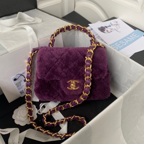 BORSA CHANEL PICCOLA CON PATTA Metallo dorato AS3498 viola