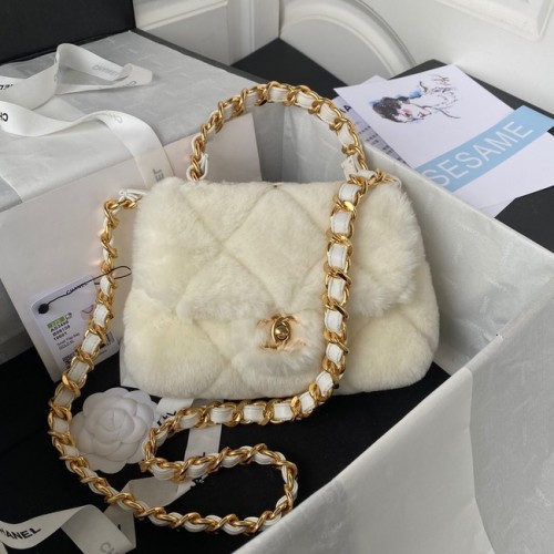 BORSA CHANEL PICCOLA CON PATTA Metallo dorato AS3498 bianco