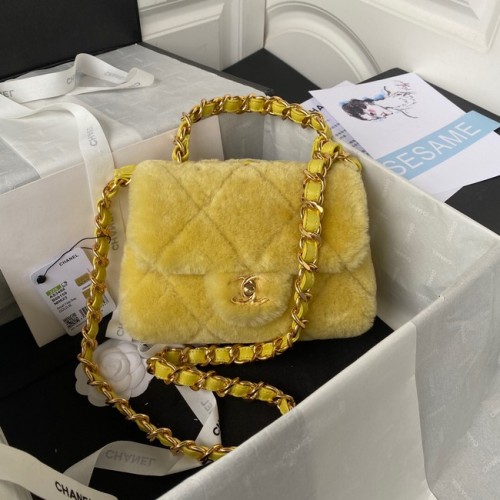 BORSA CHANEL PICCOLA CON PATTA Metallo dorato AS3498 giallo