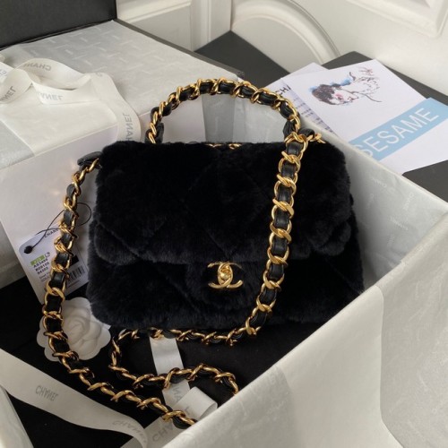 BORSA CHANEL PICCOLA CON PATTA Metallo dorato AS3499 nera