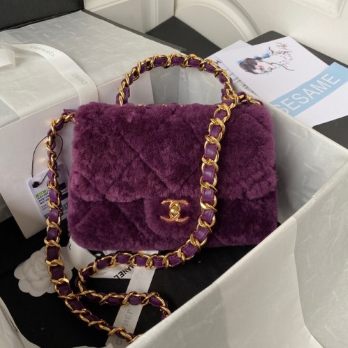 BORSA CHANEL PICCOLA CON PATTA Metallo dorato AS3499 viola