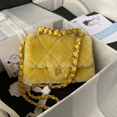 BORSA CHANEL PICCOLA CON PATTA Metallo dorato AS3499 giallo