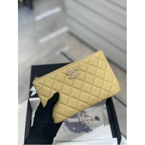 POCHETTE CHANEL PICCOLA Pelle di vitello granulata metallo effetto dorato AP2968 giallo
