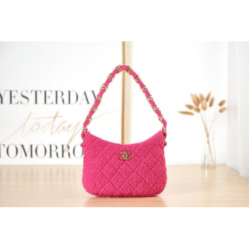 CHANEL SMALL Tweed metallo dorato AS3562 ROSA